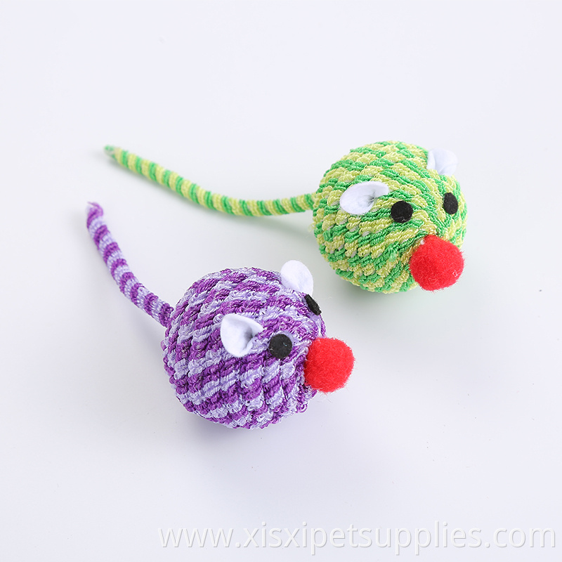 wholesale cat toy pack rubber band mouse plush cat ball with feather
